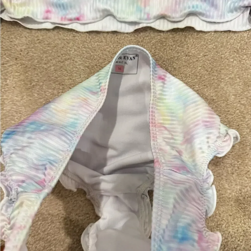 girls Andy & Evan Multicolor Tie-Dye tankini, size 16